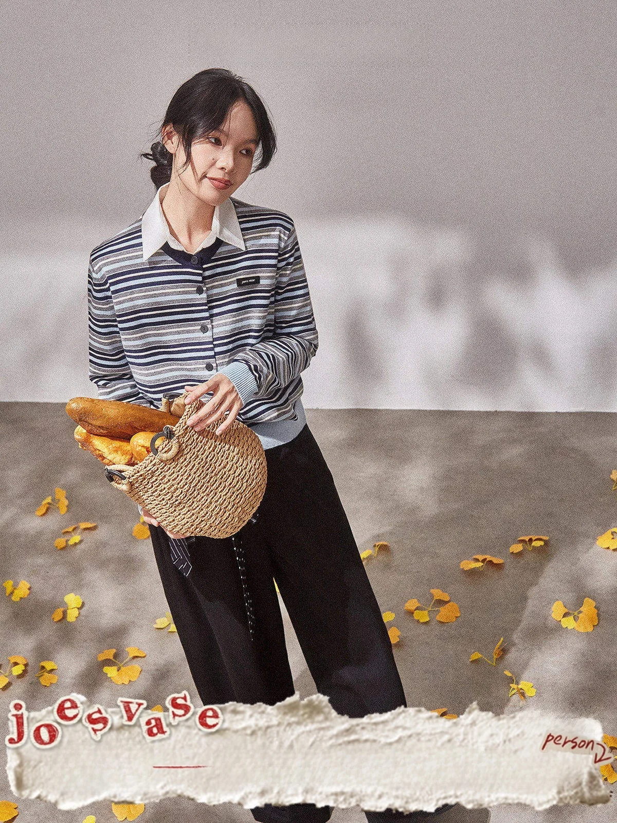 

Синий полосатый трикотажный топ свободного кроя для женщин, осенняя новинка, универсальный, стройнящий, для повседневной носки, удлиненный, стандартной длины