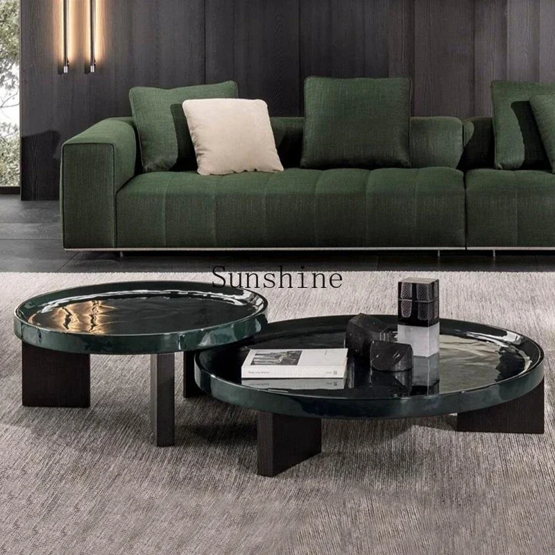 طاولة قهوة حديثة وبسيطة لغرفة المعيشة بحجم دائري