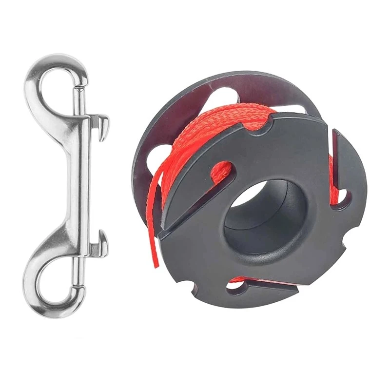 Superior-Diving Spools Finger Reel For Scuba Diving With Double-Ended Bolt Snap Clip For Underwater Scuba Diving