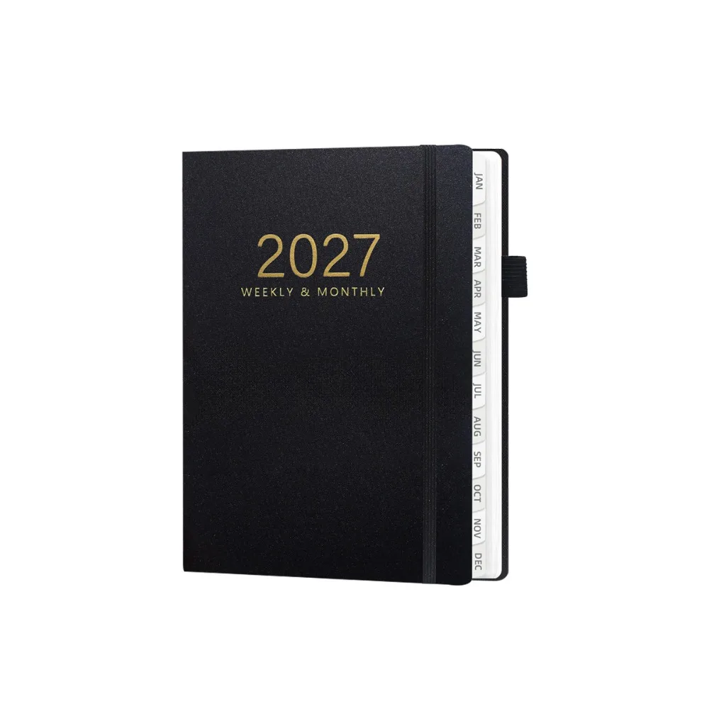 Portable A5 2027 Schedule Book Planner Reminder Textured PU Daily Planner Book To Do List Planner Notebook Students