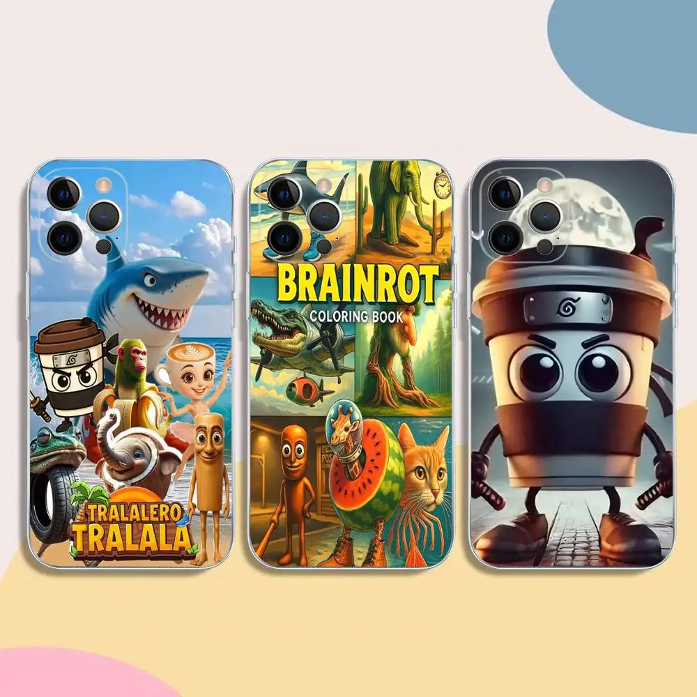 

Cartoon Italian Brainrot Tung Tung For IPhone 17 16 16e 15 14 13 12 11 Pro Max Mini Plus Phone Case
