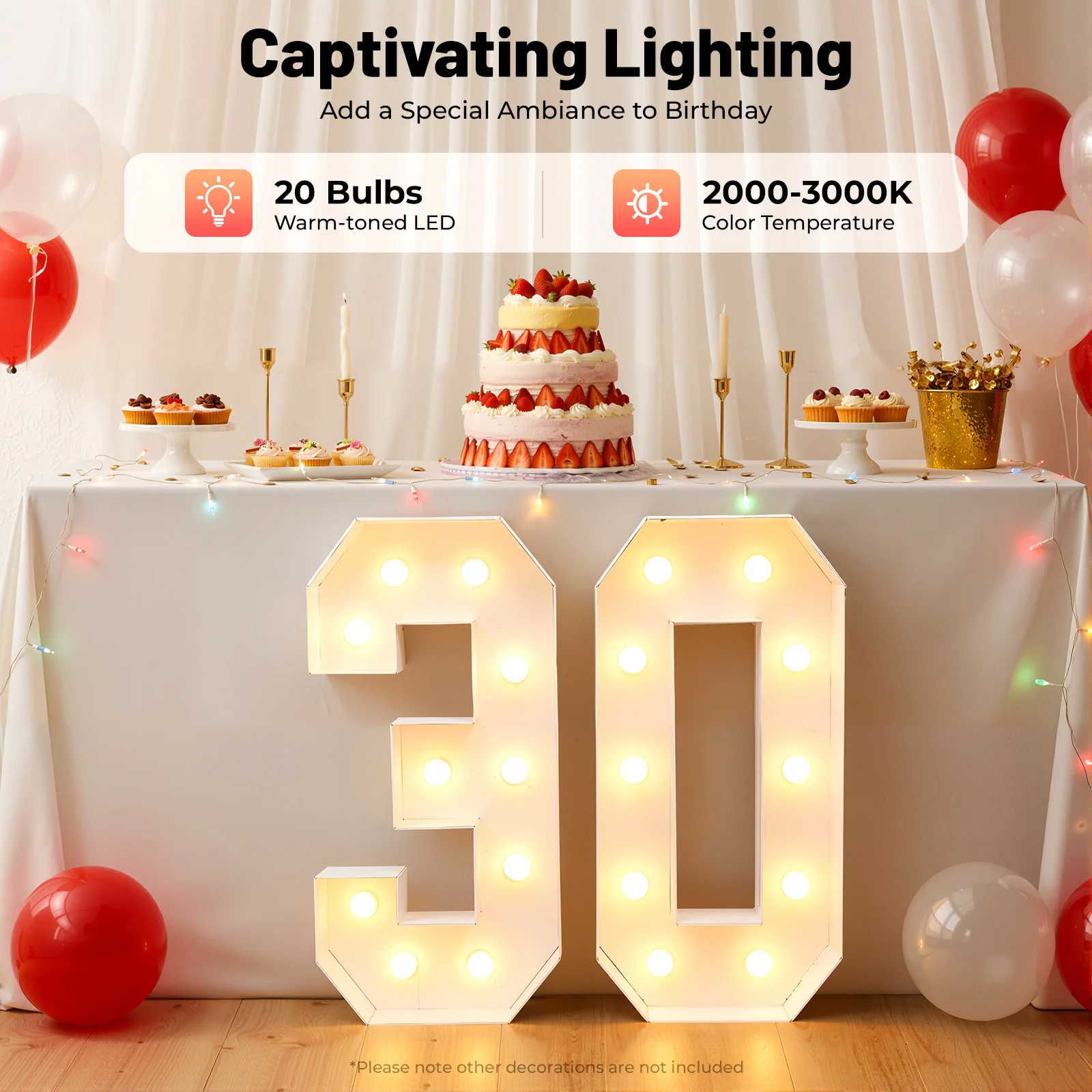 

Светящиеся цифры для дня рождения, светодиодные цифры 2000-3000K, светящиеся буквы и цифры, для украшения дня рождения и вечеринок