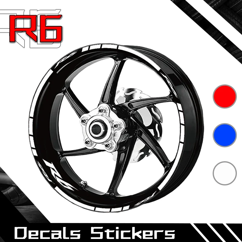 For R6 R3 R1 YZFR3 YZFR6 Stripes Reflective Waterproof Tire Stickers Motorcycle Front Rear Wheel Decal Stickers Kit r3 r6