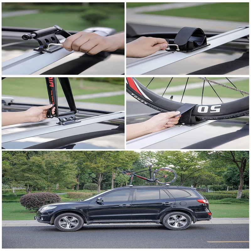 MTB Road Bike Front Fork Quick Release Fixed Clip Mount SUV Modified Parking Rack Bracket Bicycle Car Roof Rack Carrier Bolder