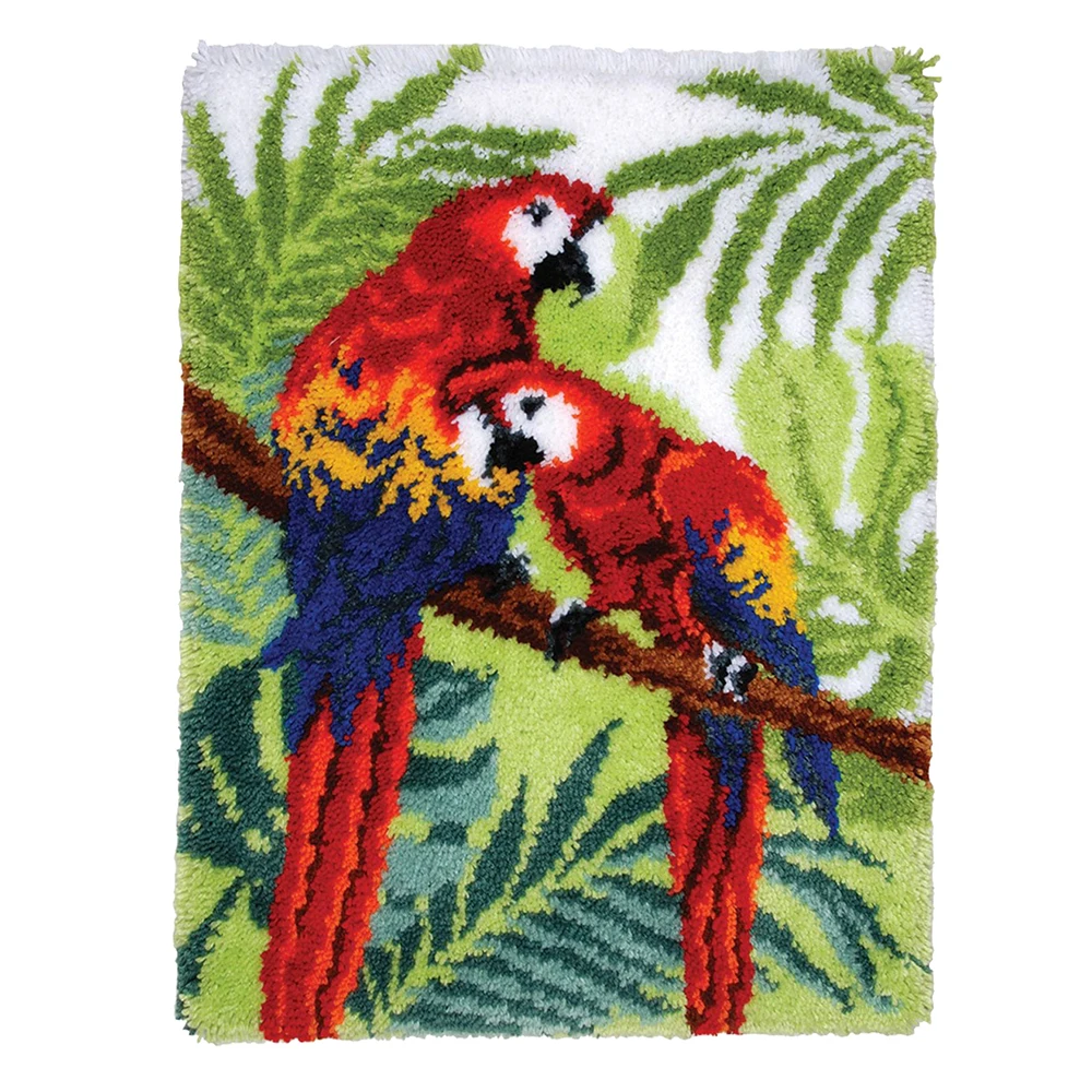 

Large size Latch hook rug kits with Preprinted Canvas Parrot Pattern DIY Handmade Tapestry Grid Cloth Crafts for adult