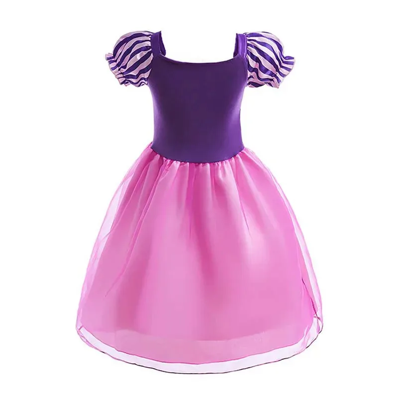 Disfraz clásico de princesa Rapunzel para niñas, vestido morado, conjunto completo lf[5
