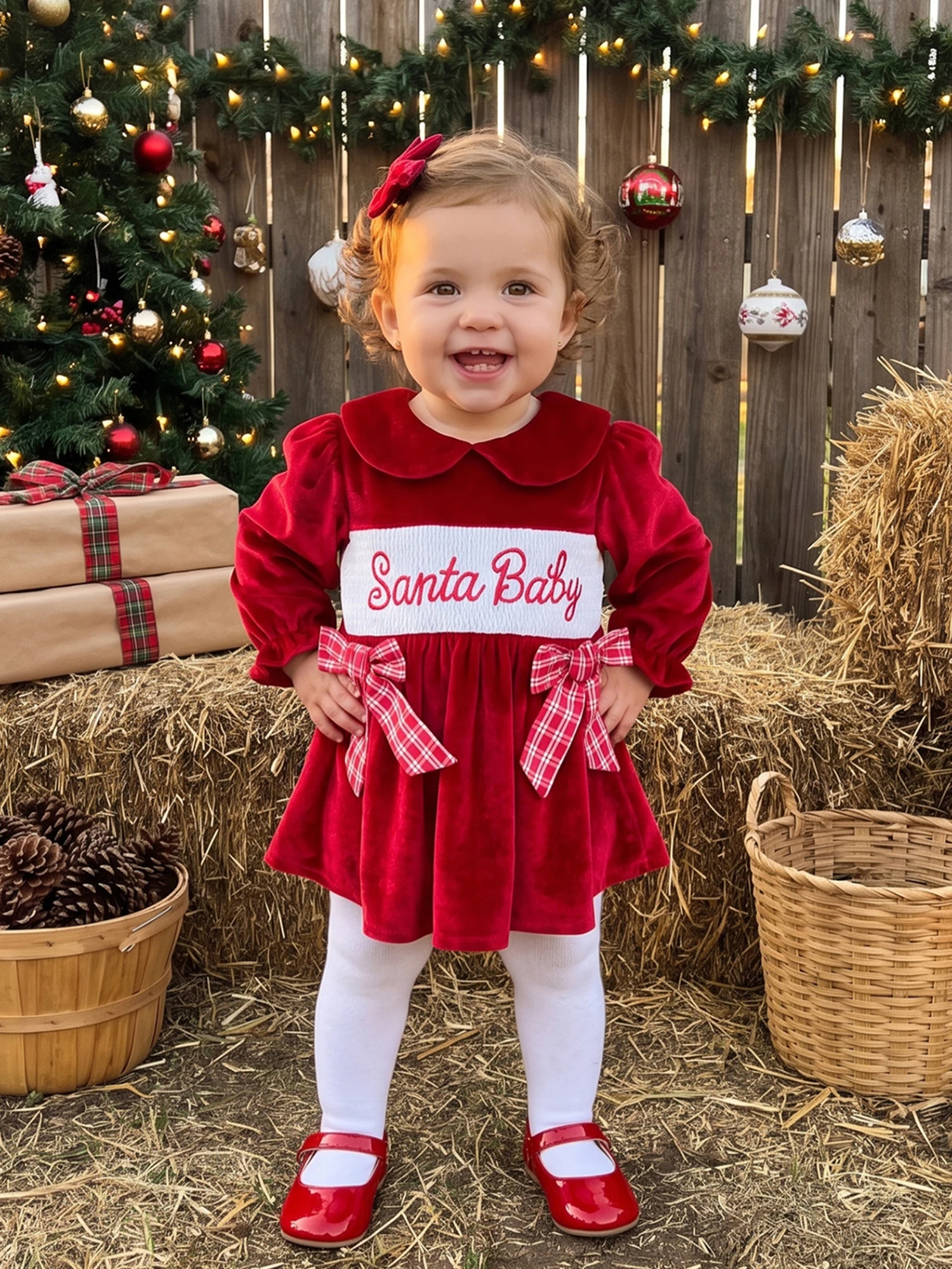 Girls Christmas Romper Outfit 2