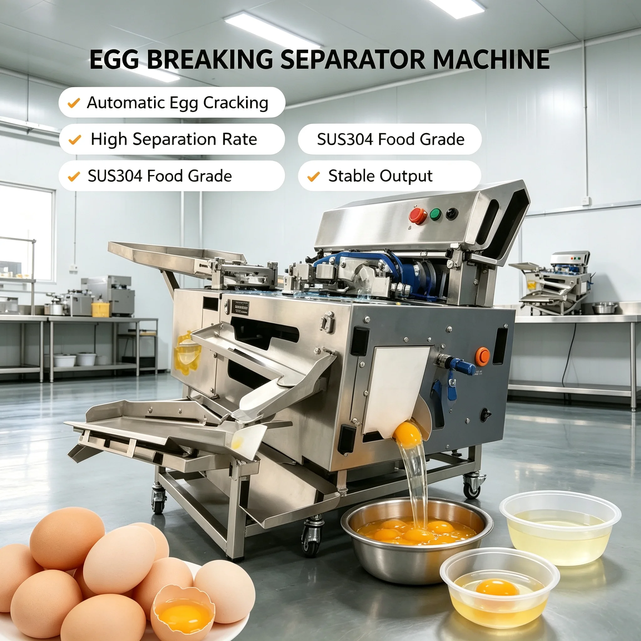 Egg Breaking Separator Machine Stable Operation For Liquid Egg Production Line Customized