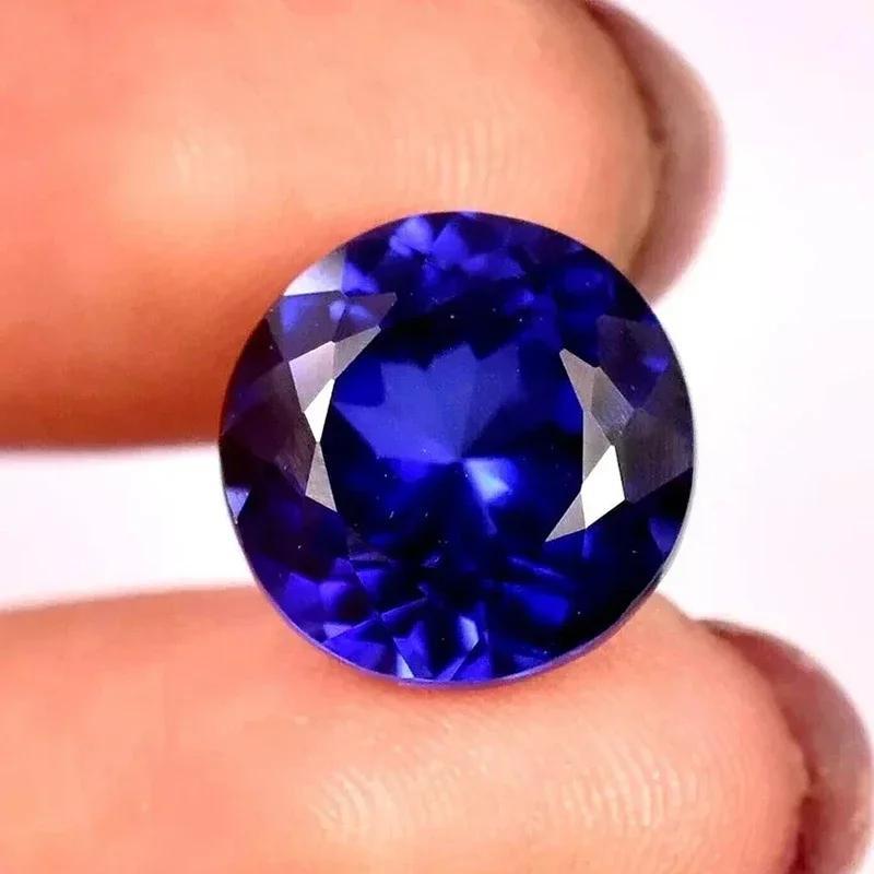 قطع طبيعي الياقوت الأزرق قطع مستديرة اكسيد الالمونيوم الاصطناعية 100% تمرير الماس القلم اختبار صنع المجوهرات أحجار كريمة مفكوكة