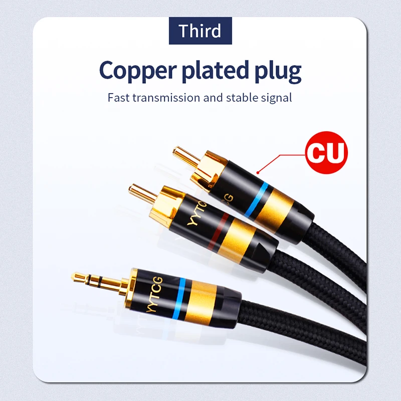 RCA Cable HiFi Stereo 3.5 To 2 RCA Cable AUX Audio Cable 3.5 Mm Male Adapter Splitter For TV Box Apple Tv Speaker Wire Cord view 5