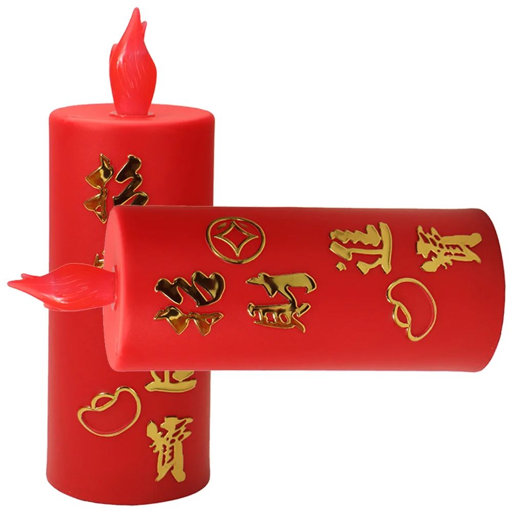 

1Pair LED Light Chinese Traditional Flameless Electric Buddhism Hall Decor Operated Spiritual Meditation