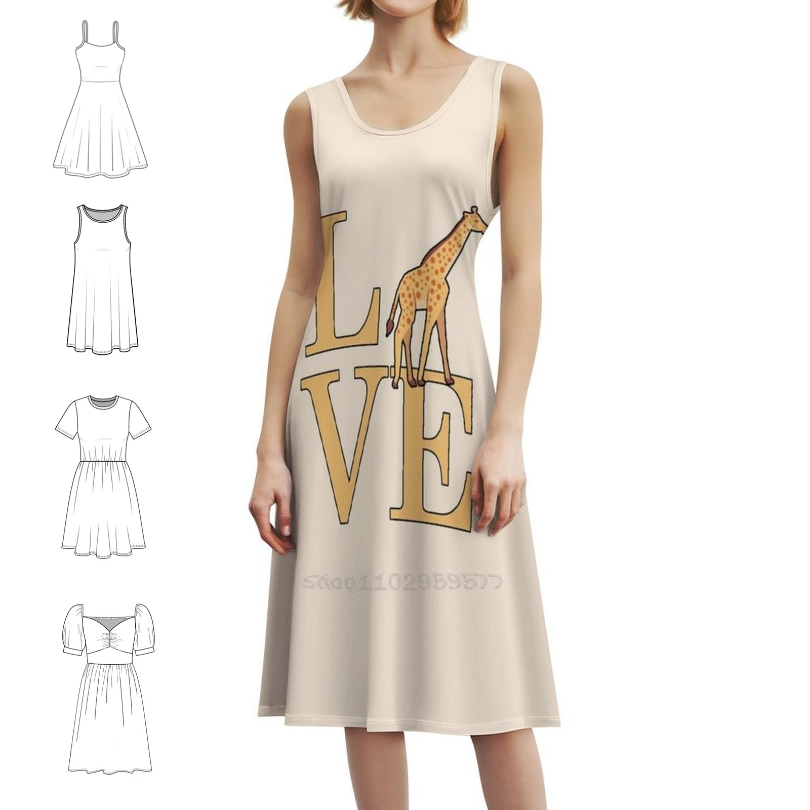 أحب الزرافة. فستان هيب هوب نسائي ملابس الشارع مطبوع عليه رسومات جرافيك للحفلات والنوادي ملابس أطفال الزرافة الحب الزرافة والزرافة المضحكة للنساء #1