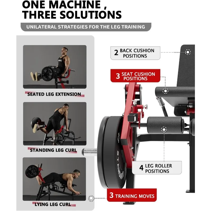 آلة التمديد والتجعيد، تمديد فردي، تجعيد الكذب، تجعيد قائم، مقعد تمرين الساق قابل للتعديل مع