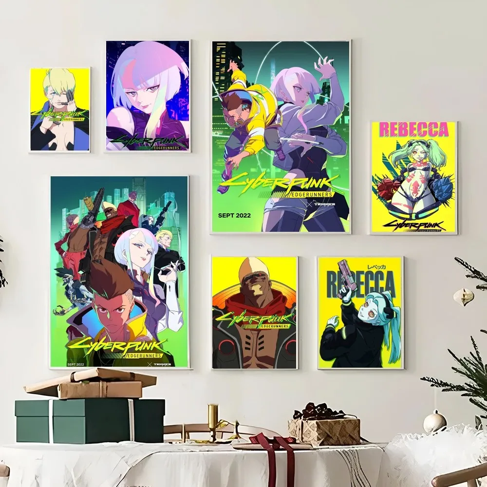 1pc Cyberpunk Edgerunners Anime Poster Paper Print Home Bedroom Entrance Bar Cafe Art Painting Decoration