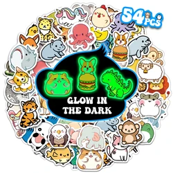 Glow in The Dark Cute Animal Pattern Stickers 52pcs Cute Cartoon Animal Luminous Self-adhesive Waterproof Stickers Decoration