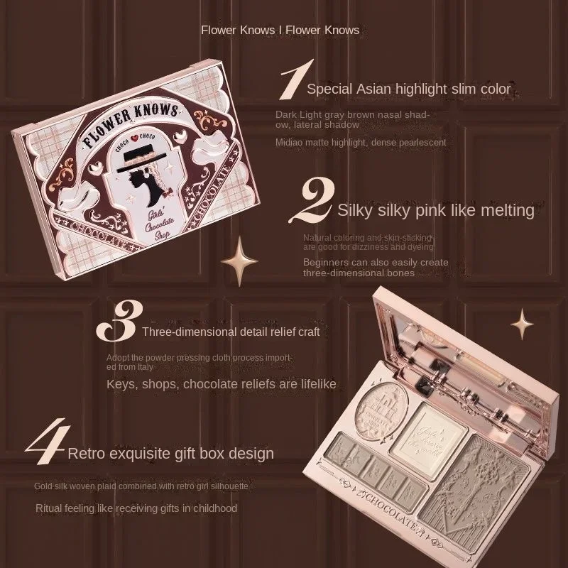 フラワーノーズ チョコレートワンダーショップ ハイライター コンターパウダー フェイスパレット ブロンザー用