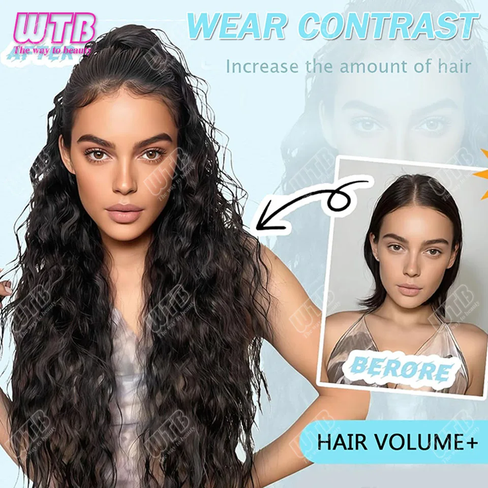 وصلة شعر صناعية على شكل ذيل حصان بمخلب طويل مموج مائي 26 بوصة من الألياف المقاومة للحرارة، قطعة شعر صناعية للنساء والفتيات #5