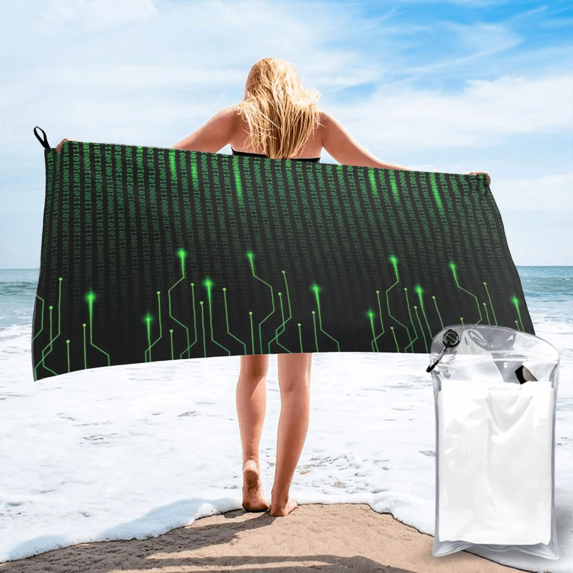 Binary Code Inside Throw Blanket And Lightweight Fleece Beach Towel Soft Microfiber Quick Dry Absorbent Quick Towels For Yoga