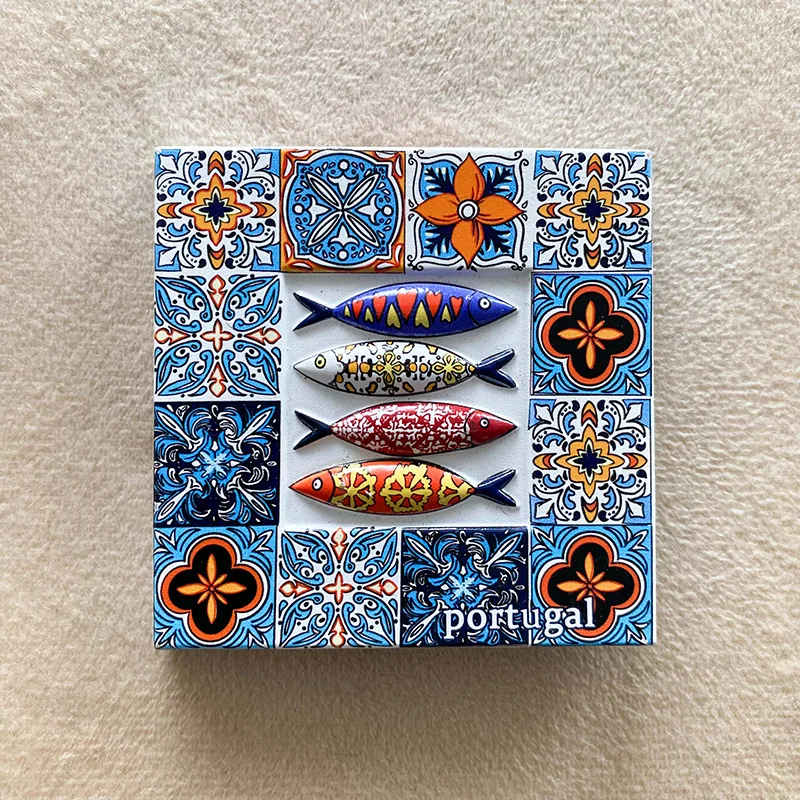 

Portuguese Tile Fish Creative Fridge Magnet Travel Souvenir Personalized 3D Relief Gift