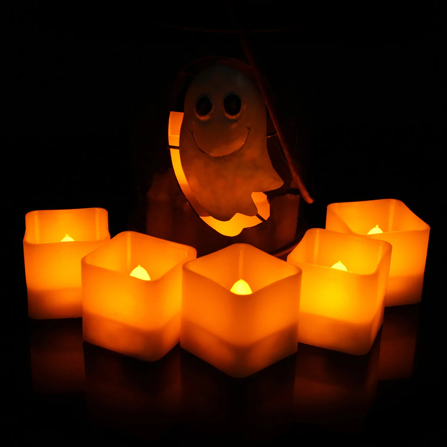 

12Pcs/Box Halloween Flameless Square LED Candles, Electric Flickering Tea Lights Votive Candles for Christmas Wedding Decoration