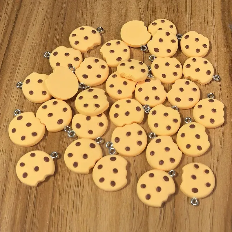 10Pcs Simulated Biscuit Cookie Resin Charms Cute Snack Pendants for DIY Necklace Earring Keychain Jewelry Supplies