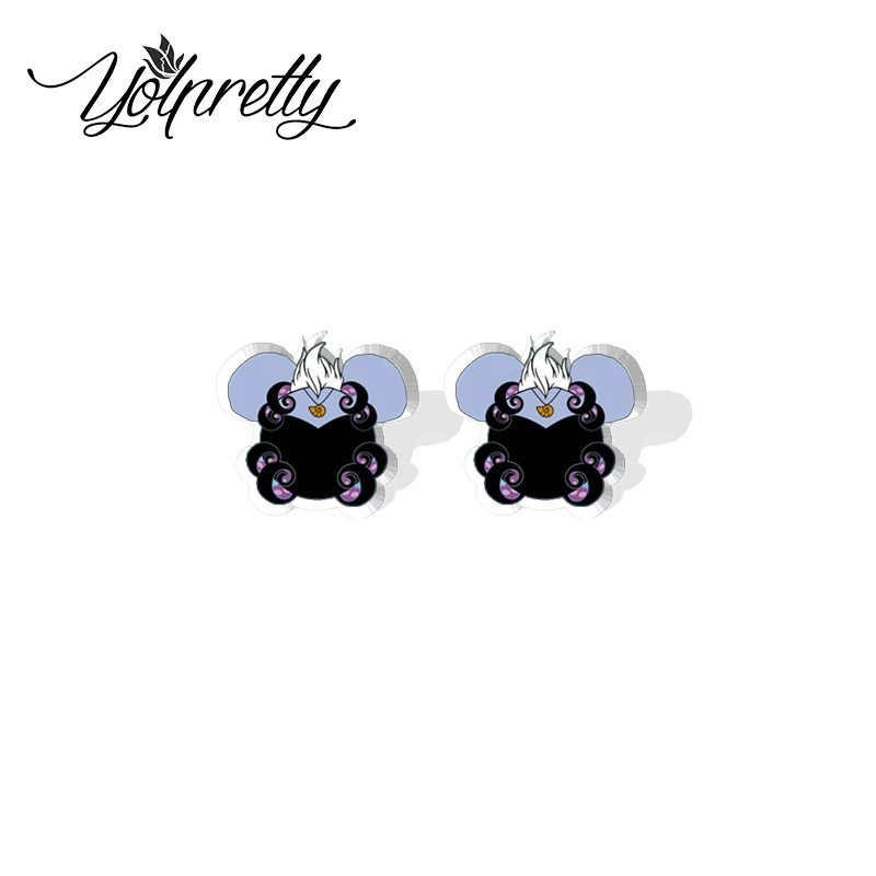 2024 New Arrival Cartoon Villains Characters with Mickey Ears Epoxy Stud Earrings Handcraft Acrylic Resin Earrings