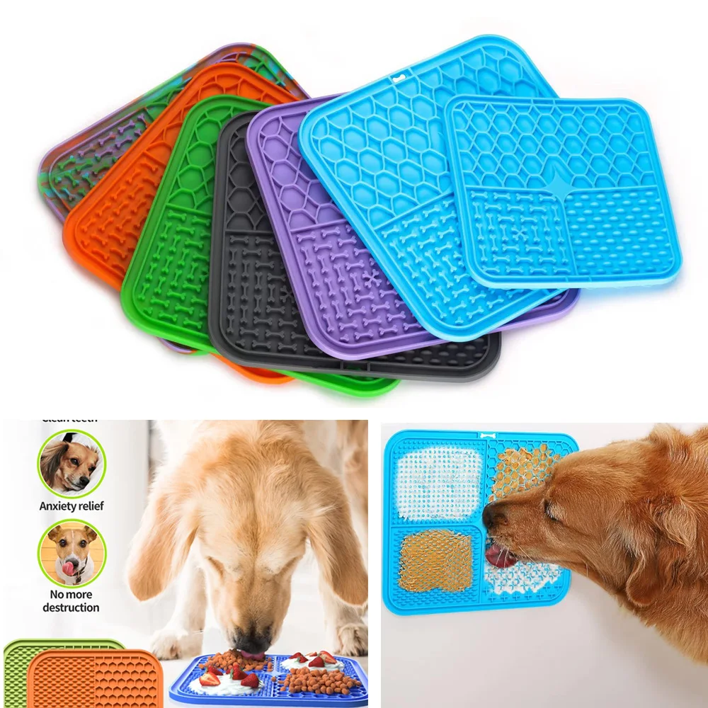 

2PCS Pet Lick Silicone Mat for Dogs Pet Slow Food Plate Dog Bathing Distraction Silicone Dog Sucker Food Training Dog Feeder