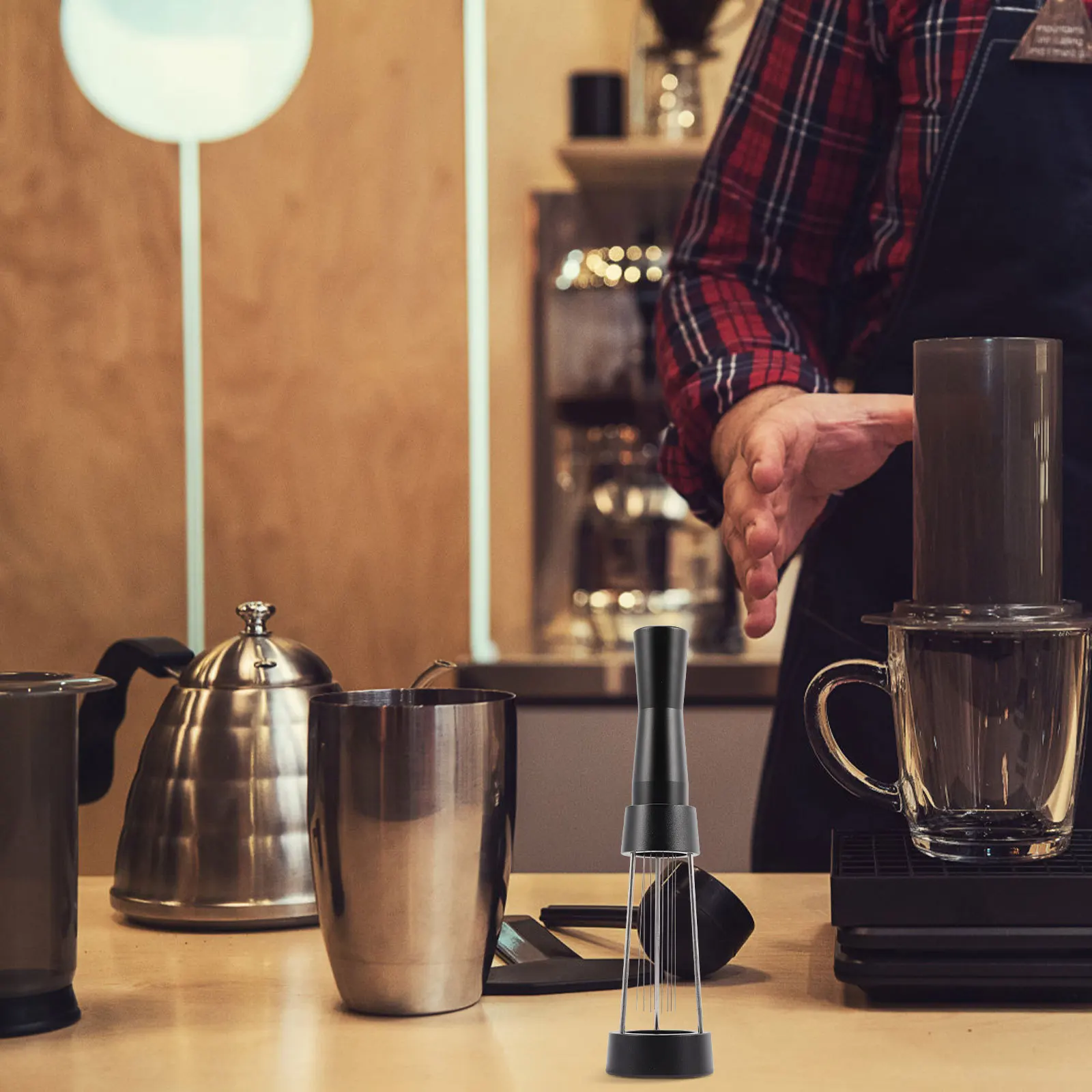 أداة تقليب مسحوق القهوة بالتساوي لأداة التحريك المصنوعة من الفولاذ المقاوم للصدأ القابلة لإعادة الاستخدام للإسبريسو - مثالية للمنزل والفندق،