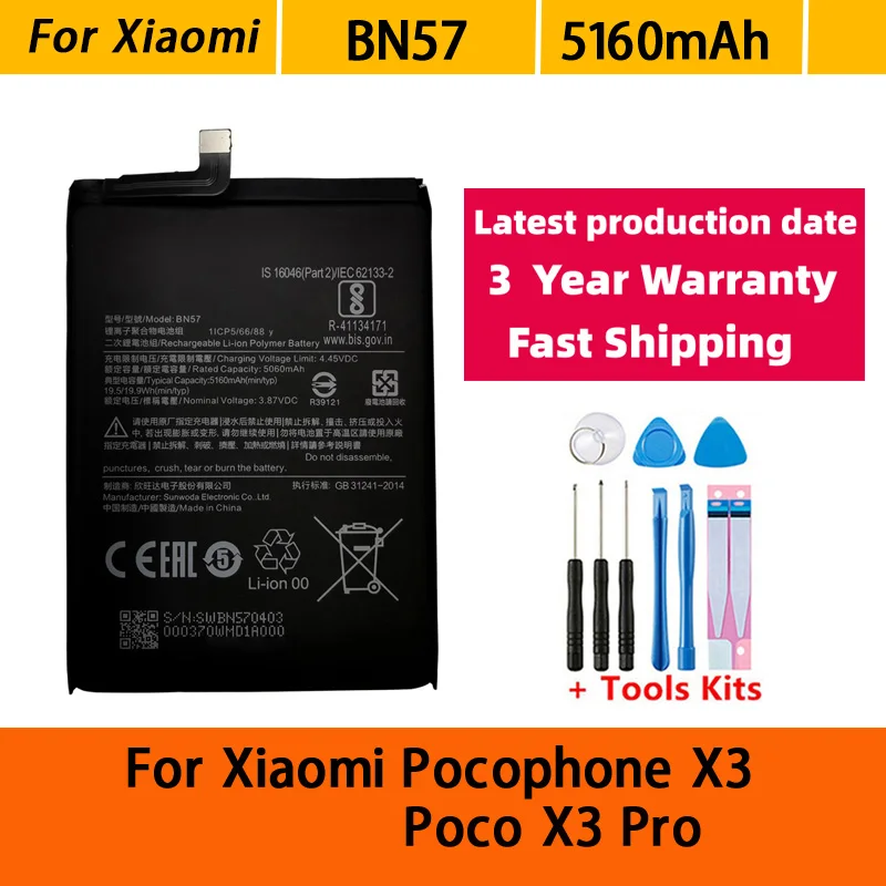 BP4K BM5T BN61 BN57 BM5G BP4K BN57 For Xiaomi Poco X7 X6 X5 X4 X3 Redmi Note 11 11E 12 13 13T 14T GT Pro 5G Battery Batteries