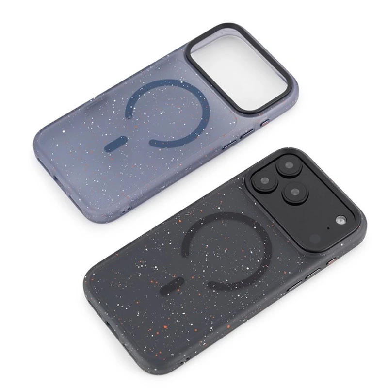 Casing Anti-Shock Magsafe dengan Tombol Kamera Sentuh Aktif untuk iPhone 17Pro Max 17Pro Air, Pola Titik Tinta Seni, Mendukung Pengisian Daya Nirkabel