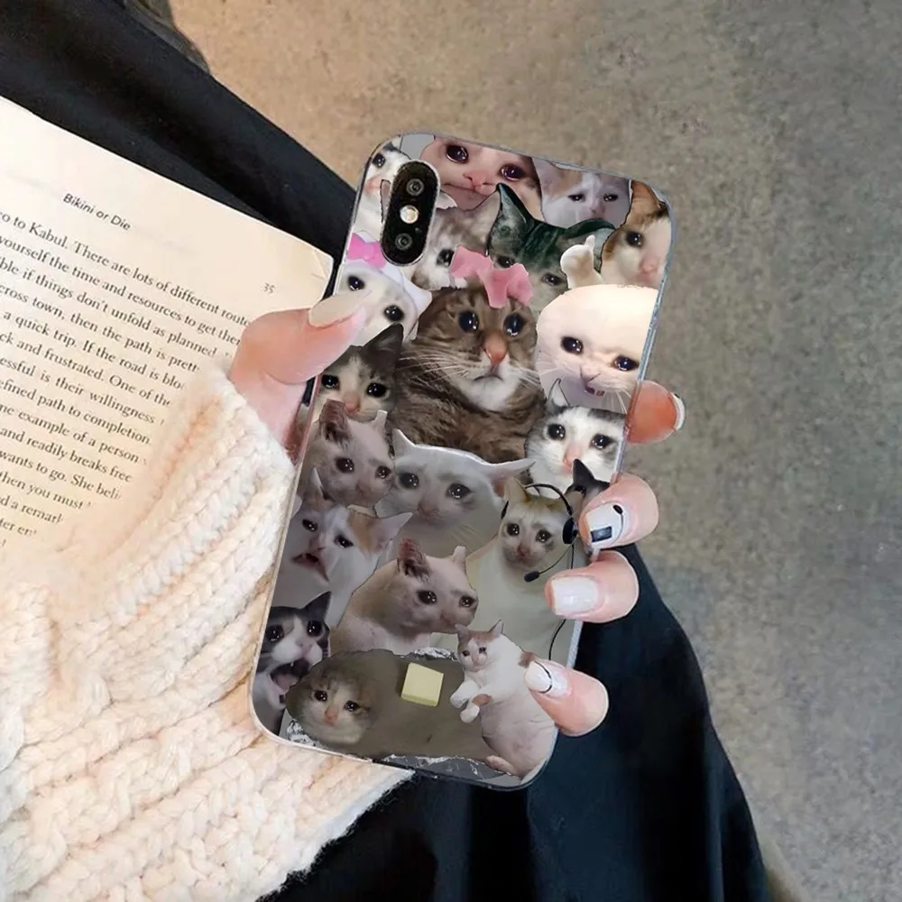 Crying Cat Memes Phone Case For iPhone 15 14 11 12 13 Mini Pro XS Max Cover 6 7 8 Plus X XR SE 2020 Funda Shell