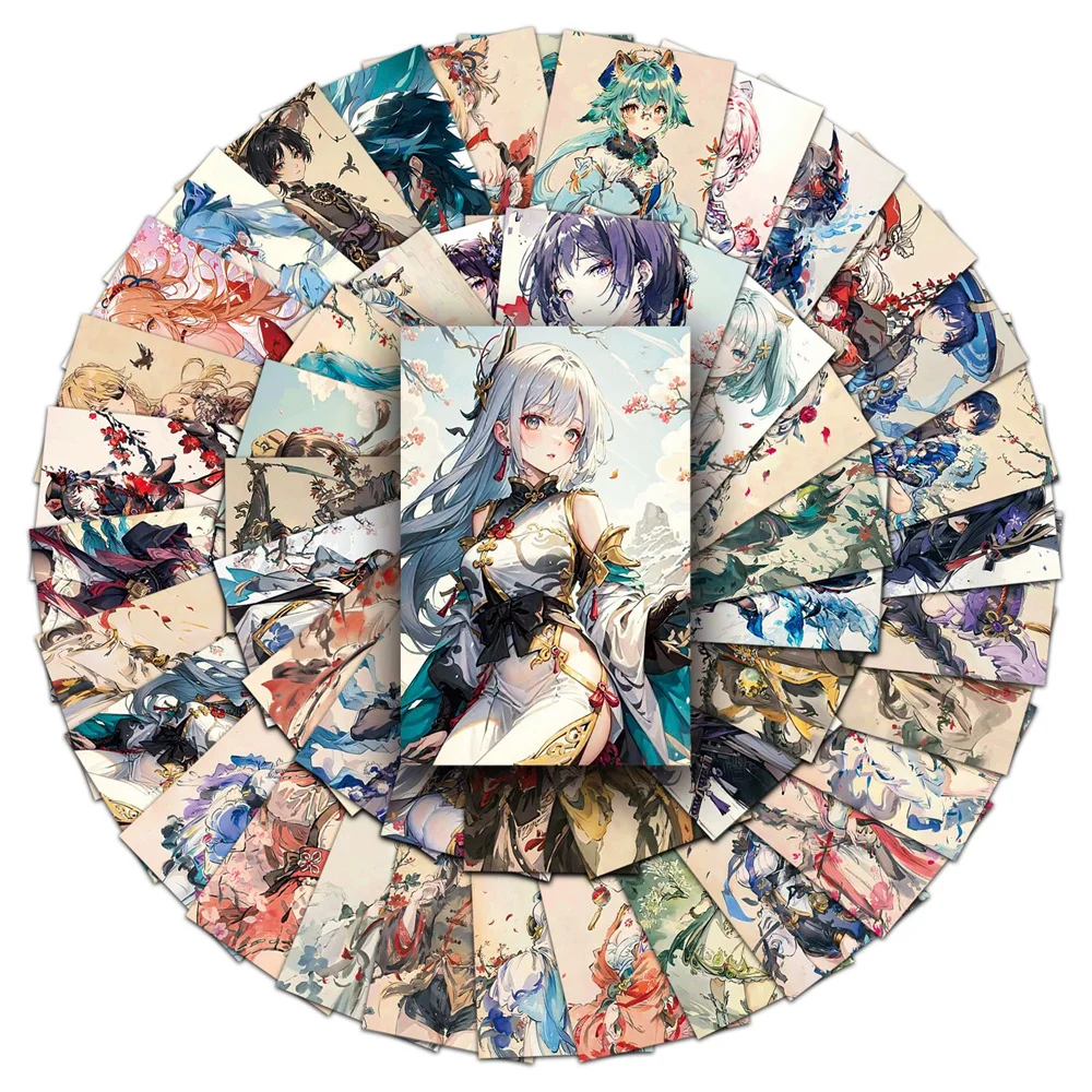 10/30/50PCS New Ink Wind Genshin Impact Sticker Cartoon Creative Anime Suitcase Water Cup Guitar Decoration Waterproof Wholesale