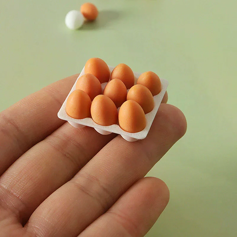 Plateau à œufs Miniature pour maison de poupée, modèle de boîte à œufs, cuisine, œufs, décoration alimentaire, maison de poupées, accessoires de décoration de scène de vie, 1/12