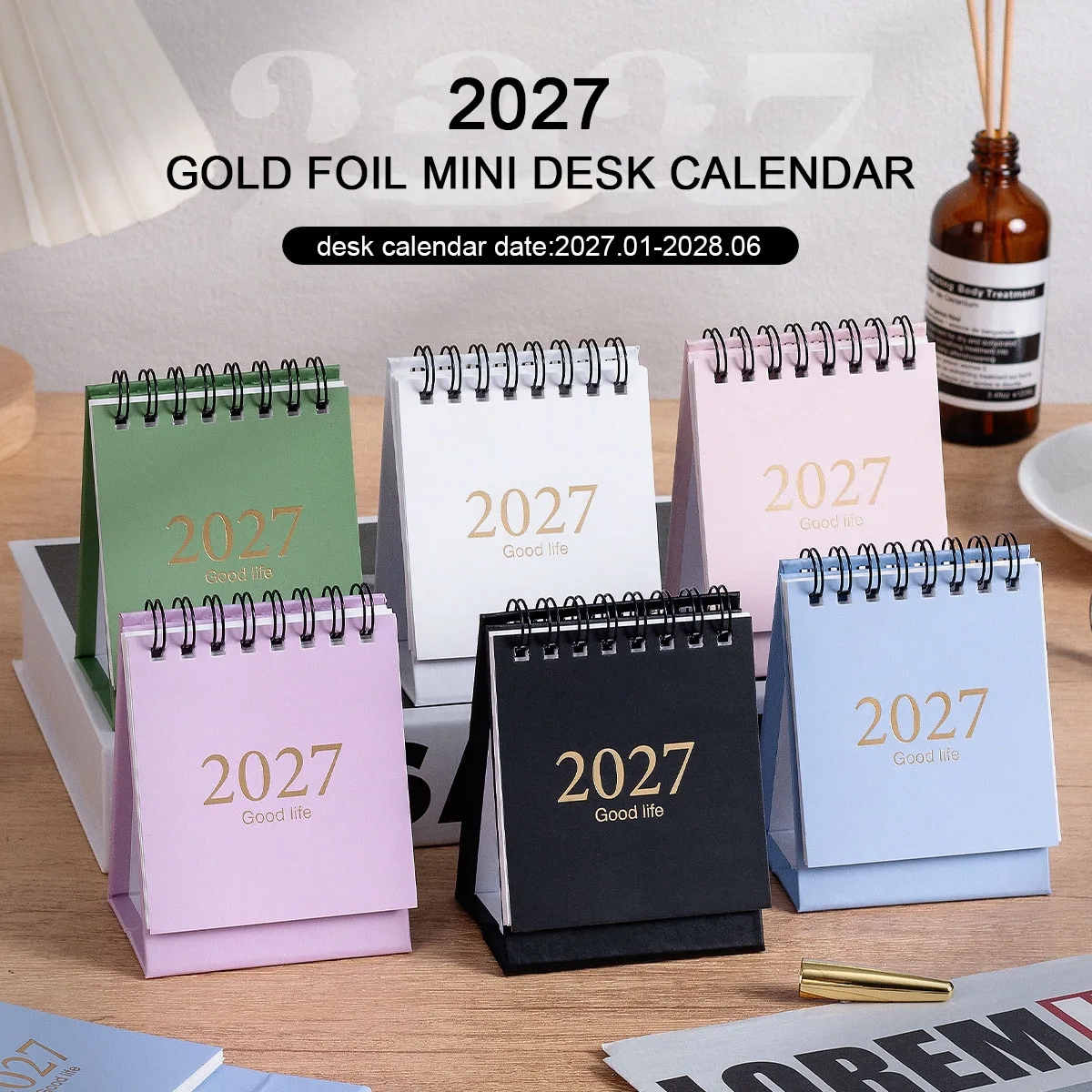 2027 Morandi Color Mini Desk Calendar 18 Months Desktop Plan Calendar Memo Message Small Ornaments Office Supplies Students