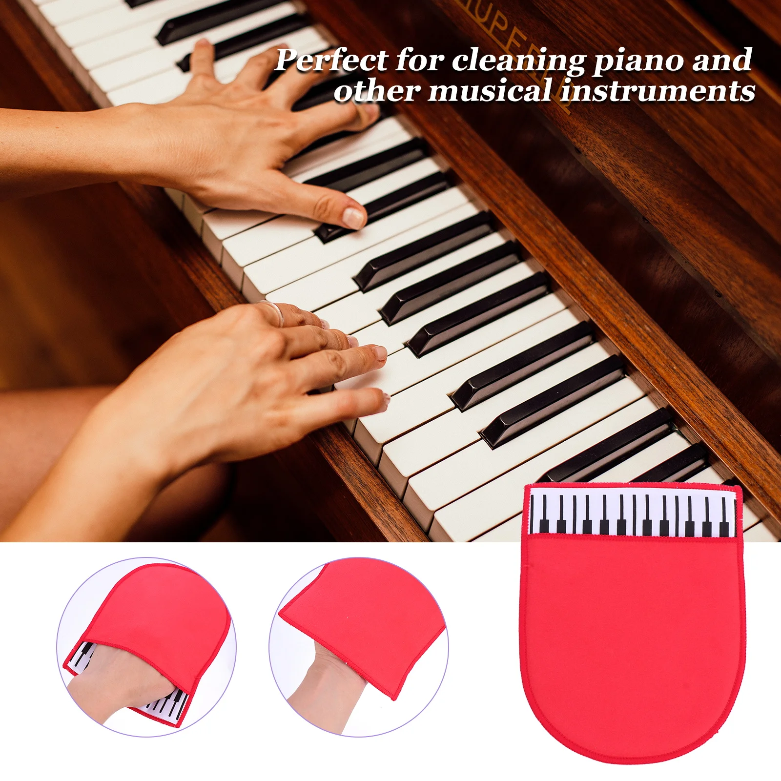 

Red Piano Cleaning Glove Microfiber Lint-Free Soft Lightweight Comfortable Perfect for Musical Instrument Cleaning Supplies
