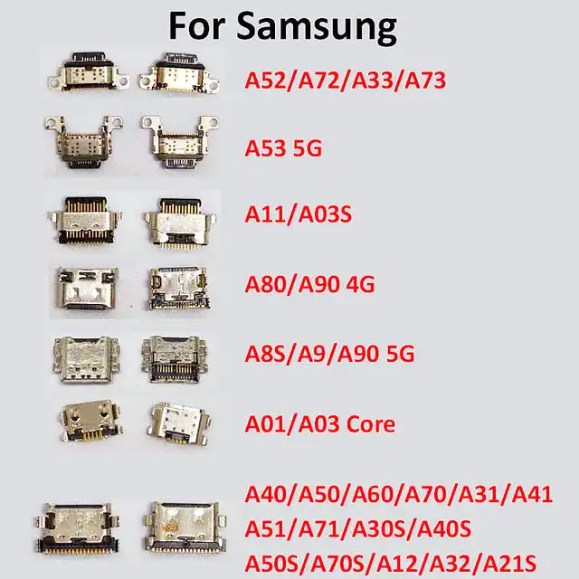 10szt Do Samsung A52 A72 A53 A11 A03S A80 A90 A8s A01 A40 A50 A60 A70 A31 A51 Port ładowania USB Wtyczka dokująca Złącze ładowarki