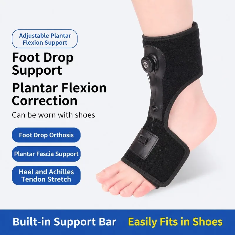 Foot Drop Brace Orthosis Ankle Support with Adjustable Tension Straps, Corrects Inversion and Eversion