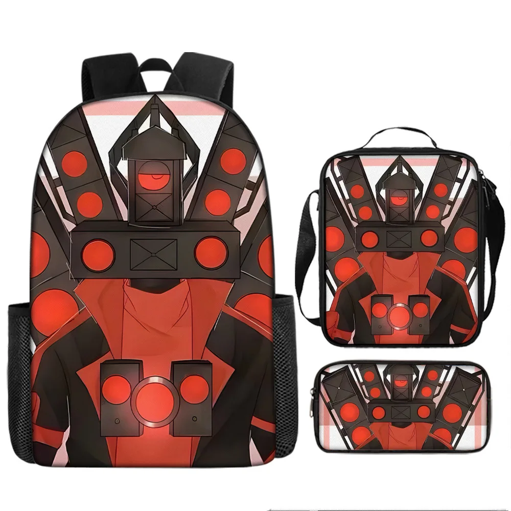 Popular Youthful Funny Cool Skibidi toilet 3D Print 3pcs/Set Student Travel bags Laptop Daypack Backpack Lunch Bag Pencil Case
