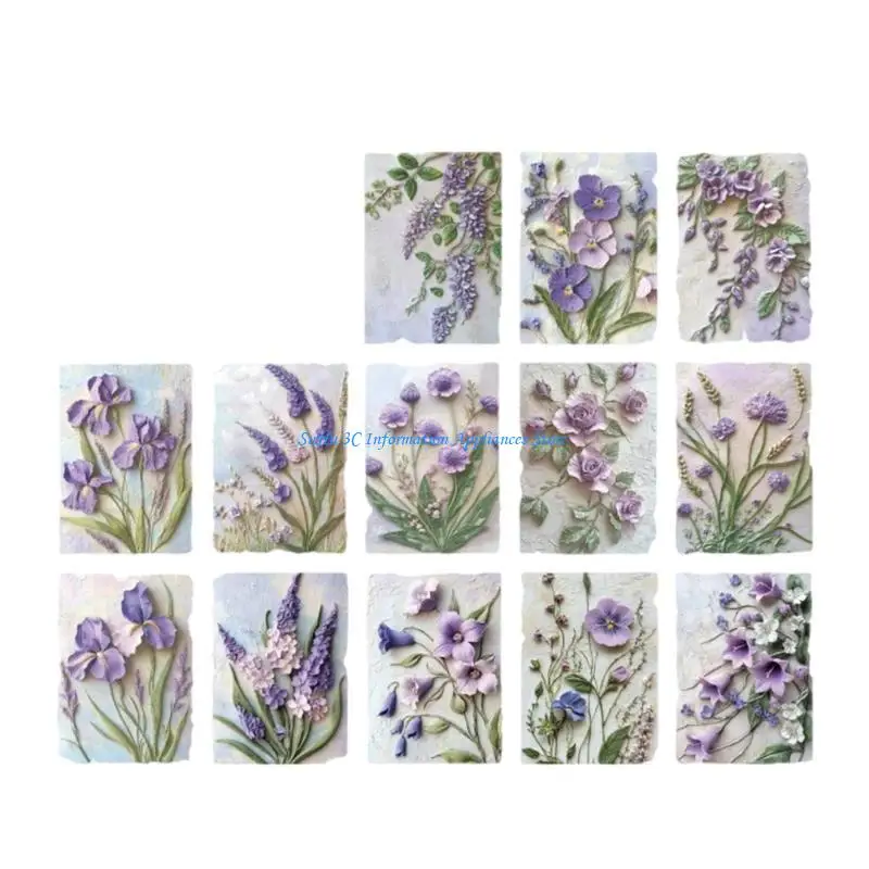  23Sheets Aesthetic Scrapbooking Paper Flower Embossed Art Paper Set for Journaling Planner Album Card Embellishment
