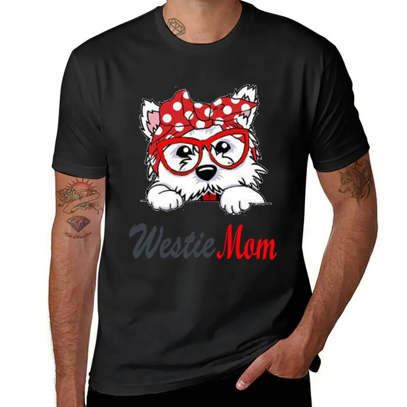 Westie mom T-Shirt vintage graphic tee graphic t shirt vintage croswit shirt man Short sleeve tee T-shirts for men cotton