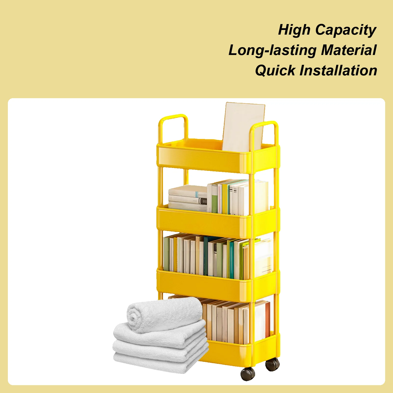 Rolling Cart Organizer Rolling Book Cart 3/4 Tier Rolling Organization Cart With Handle And Wheels Multifunctional Storage Cart