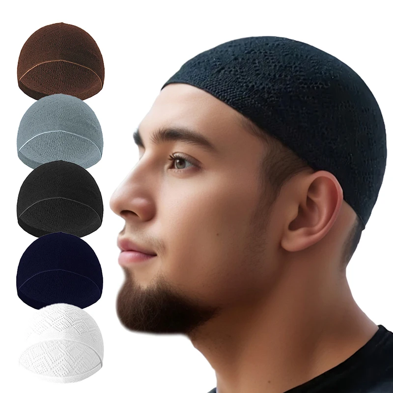 

Турецкие мусульманские мужские и женские молитвенные шапки, зимняя вязаная шапка-бини, унисекс, шапка-бини, теплая исламская мужская шапка для Рамадана с запахом на голову