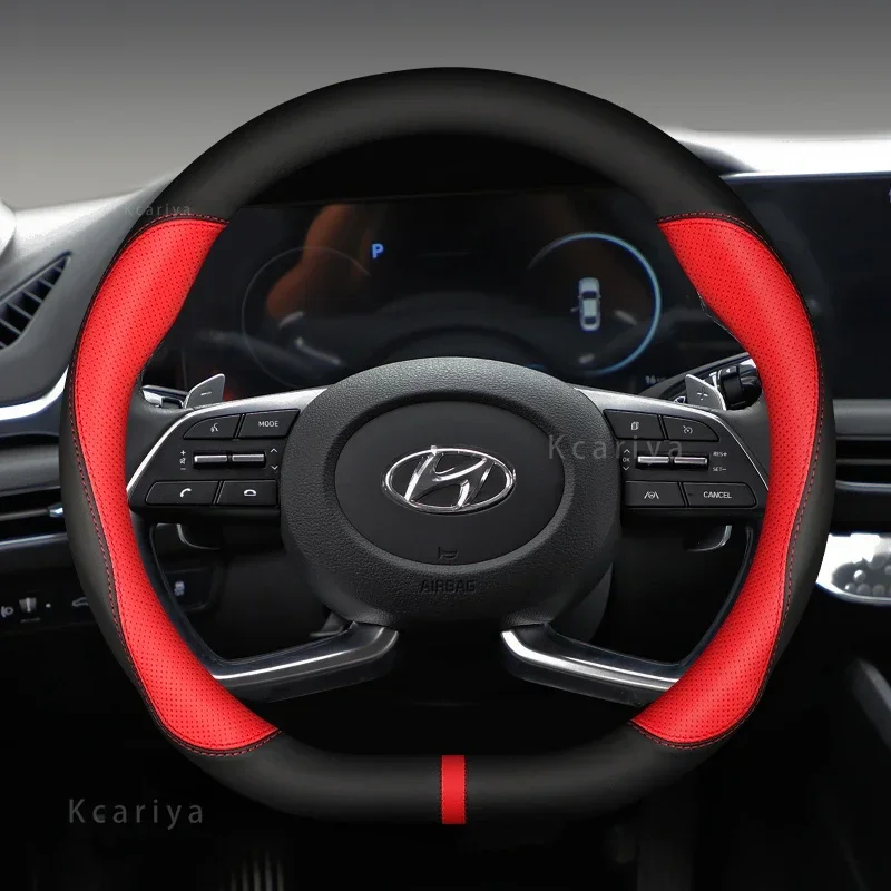 Car Steering Wheel Covers 38cm For Hyundai i30 Creta Tucson ix35 Solaris Elantra Santa Fe Kona i40 Palisade Auto Accessories