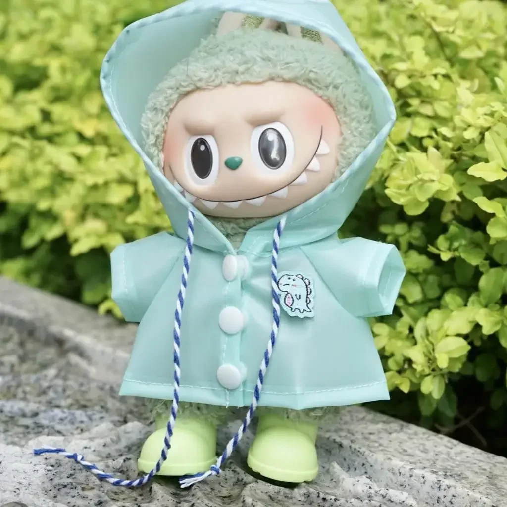 For 15/17cm Labubu Raincoat V1/v2/v3 Clothes Outfit 10cm Cotton Doll Clothes Animal Poncho Raincoat Hooded Cape Doll Accessories - Image 4