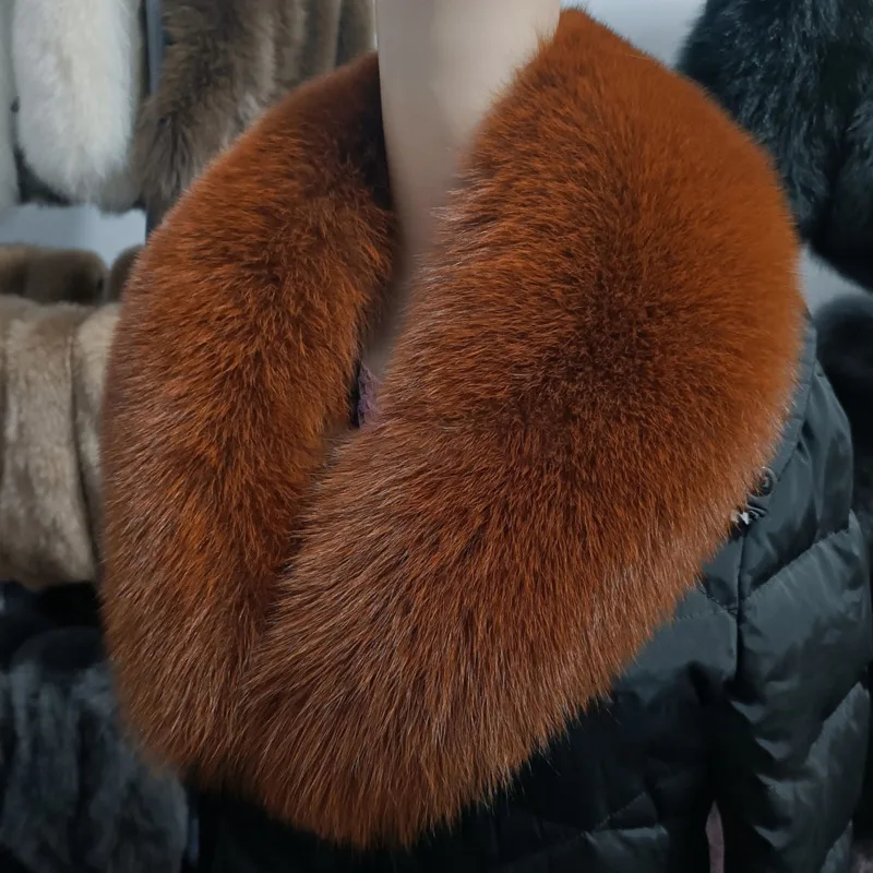 Fur Collar Real Fox Fur Collar For Women Men Fluffy Fur Scarf  Winter Coat Fur Collar Natural Fur Scarf Women Large Fur Collar