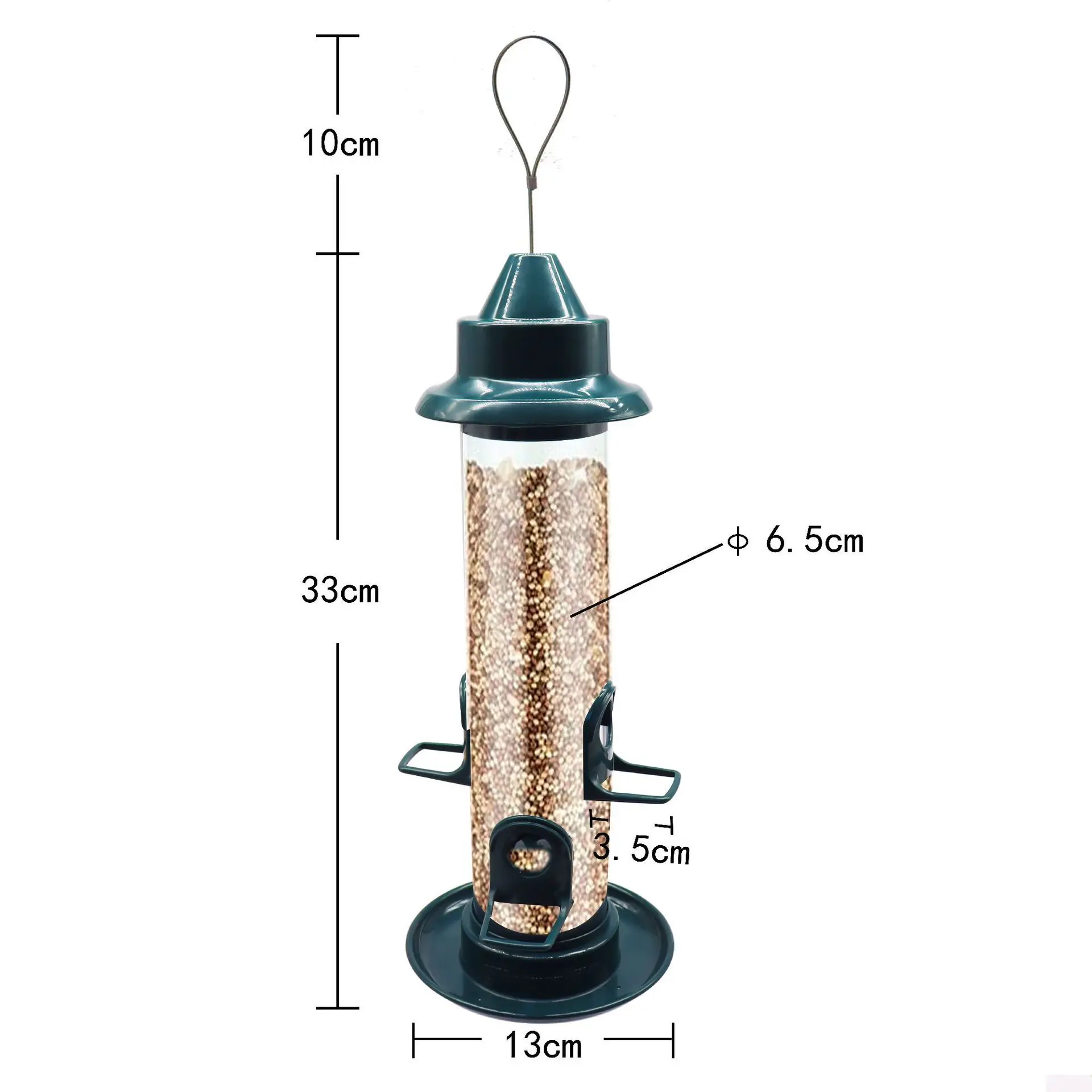 Bird Feeder for Outdoors Hanging Squirrel Proof Wild Bird Seed Feeder with 4 Feeding Ports Plastic Finch Feeder for Garden Yard