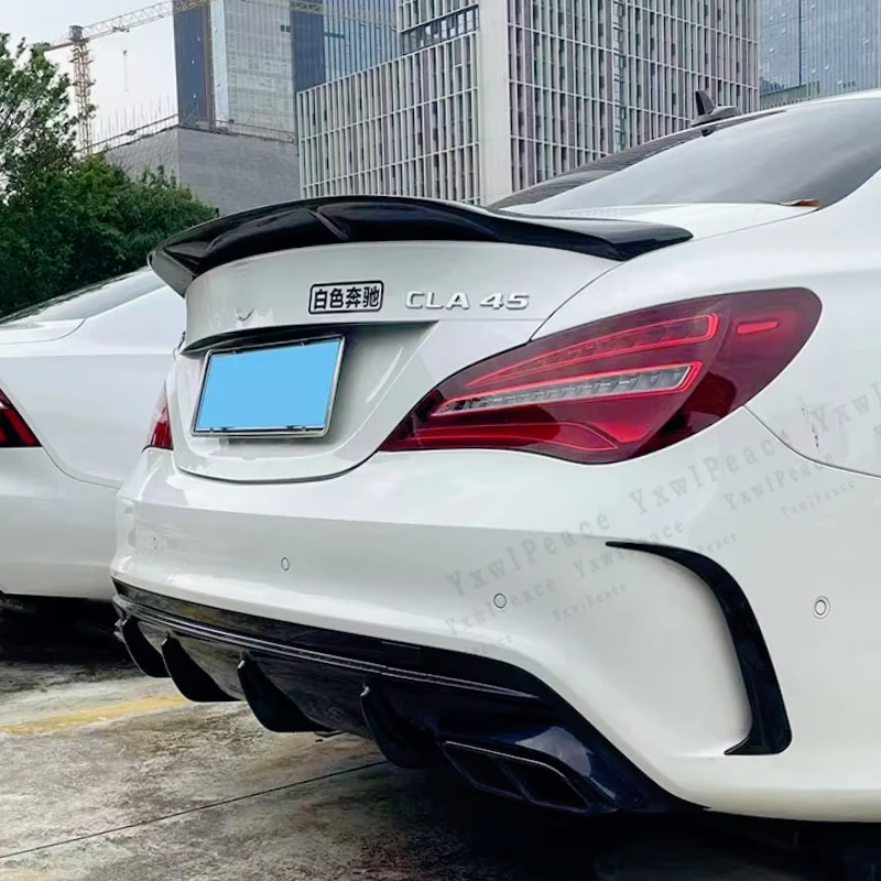 

For Mercedes Benz CLA45 W117 C117 CLA 200 250 260 Sedan 2013-2018 R Style Real Carbon Fiber Rear Trunk Lid Wings Spoiler