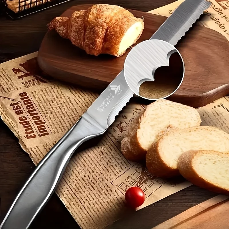 PLYS-Multi-Purpose Stainless Steel Bread Knife for Outdoor Camping and Kitchen Use