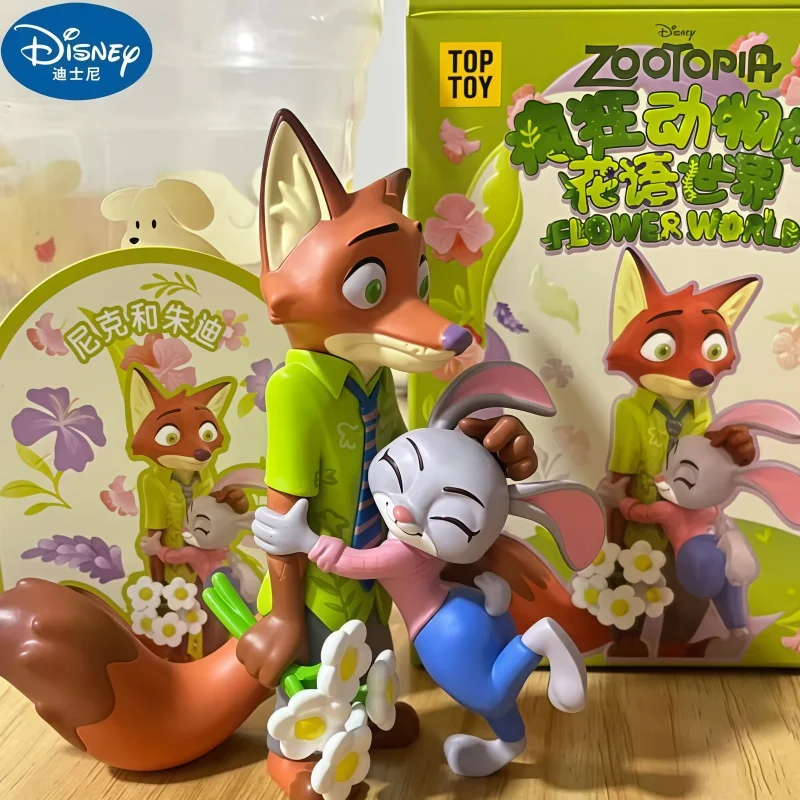 

Оригинальная серия фигурок Disney Zootopia Judy Nick Flower Language, милая фигурка, декоративная игрушка, подарок на день рождения для девочек, любителей аниме