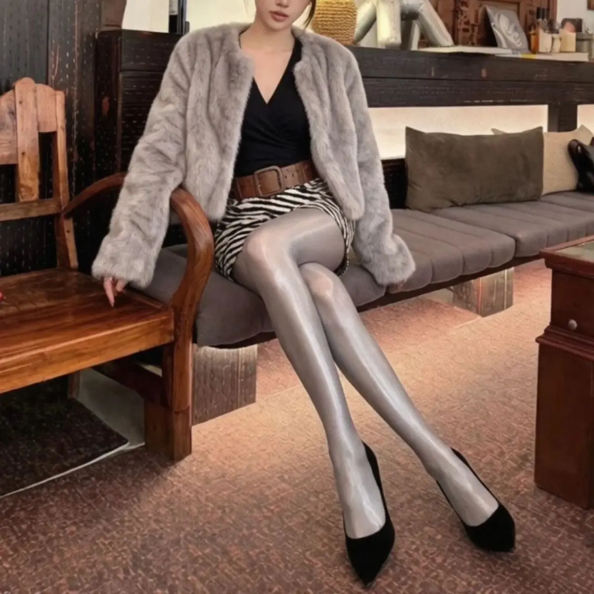 

Summer Glossy High Waist Sexy Leggings Tight Satin Yoga Pants Tights Women